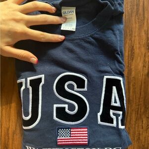 Gildan Navy USA Flag Tee